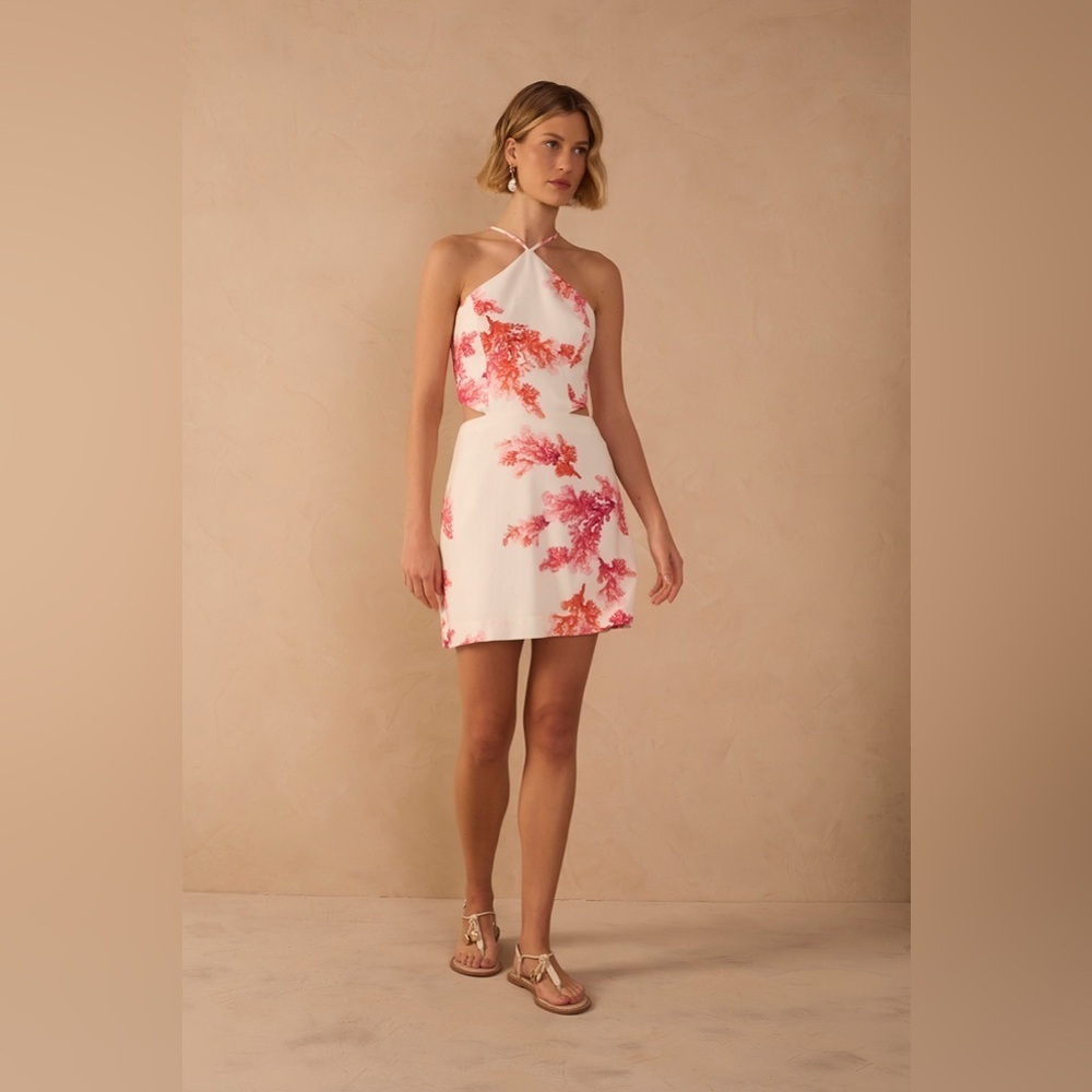 Dress To Coral Print Linen Dress